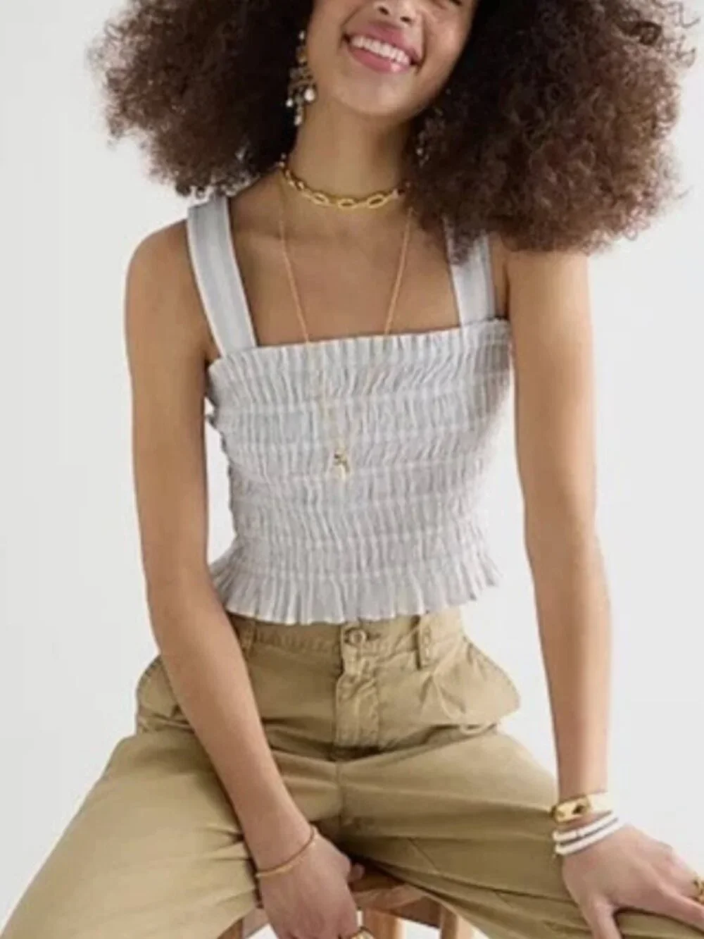 J. Crew Smocked Tube Top